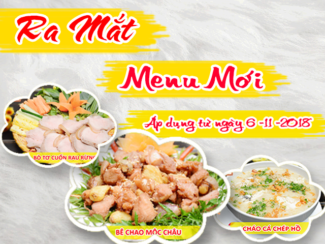 Pao Quán chính thức áp dụng menu mới